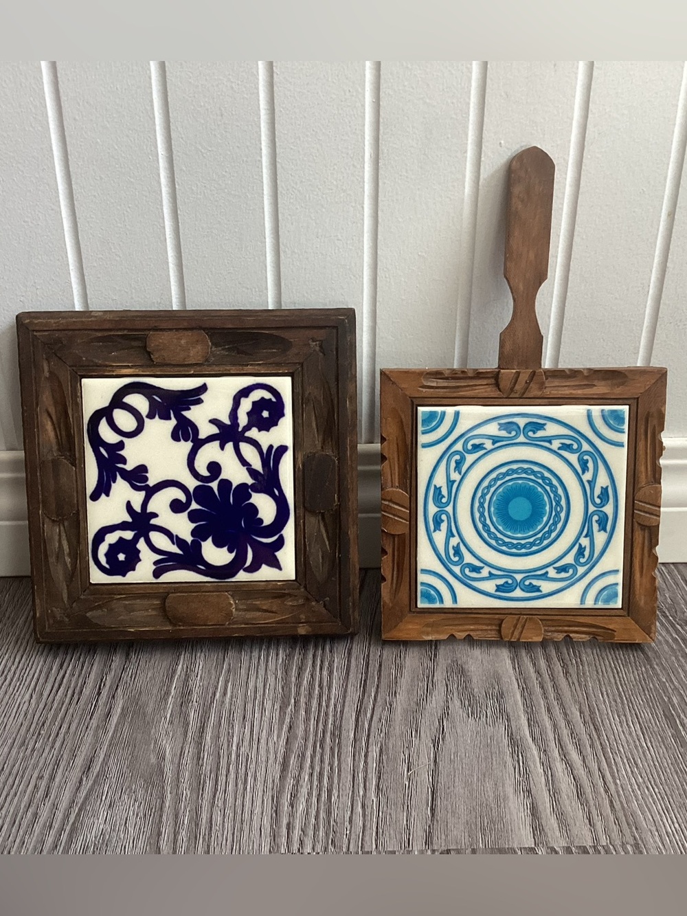 Vintage Mexican Tile & Wood Trivets